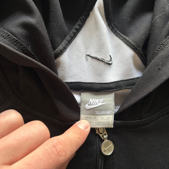 Vintage Y2K Nike Sweatshirt Size XL Black Full Zip Hoodie Swoosh Logo Track - Picture 3 of 8